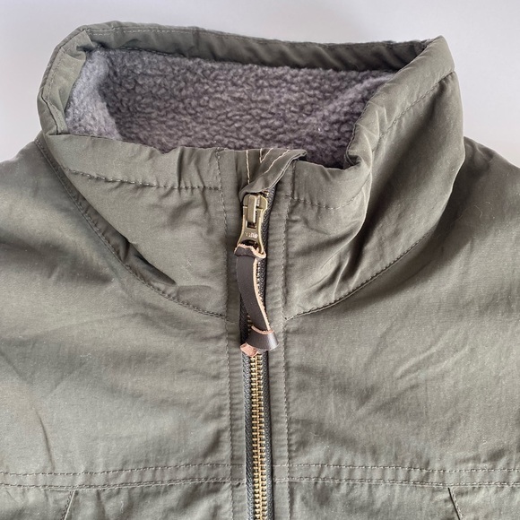 Eddie Bauer Mens Pullover Quarter Zip Nylon Jacket Size M‎ Olive Fleece Line - Picture 13 of 16